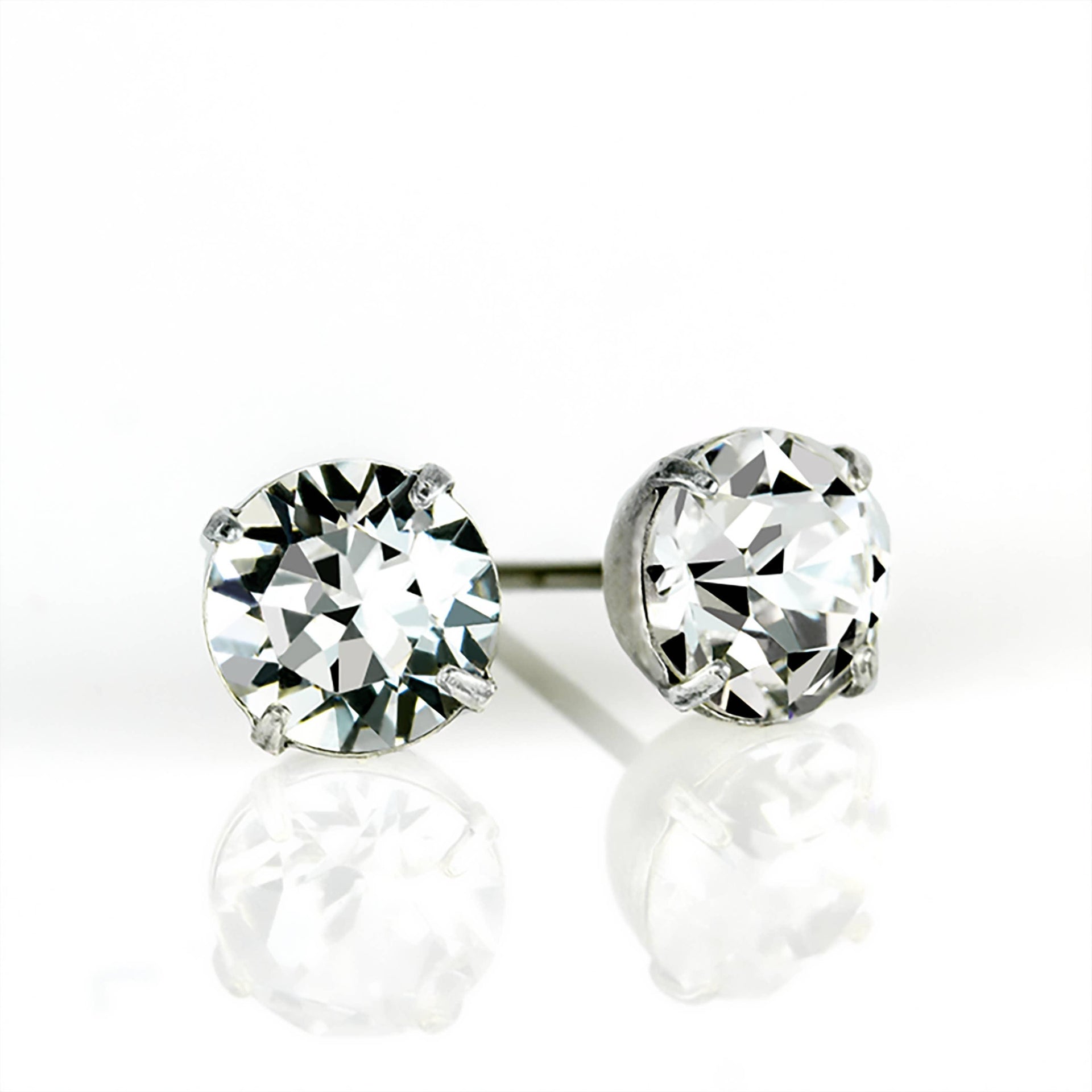 Simple Crystal Stud Earring - Silver - 6mm: Crystal - Sugar River Shoppe