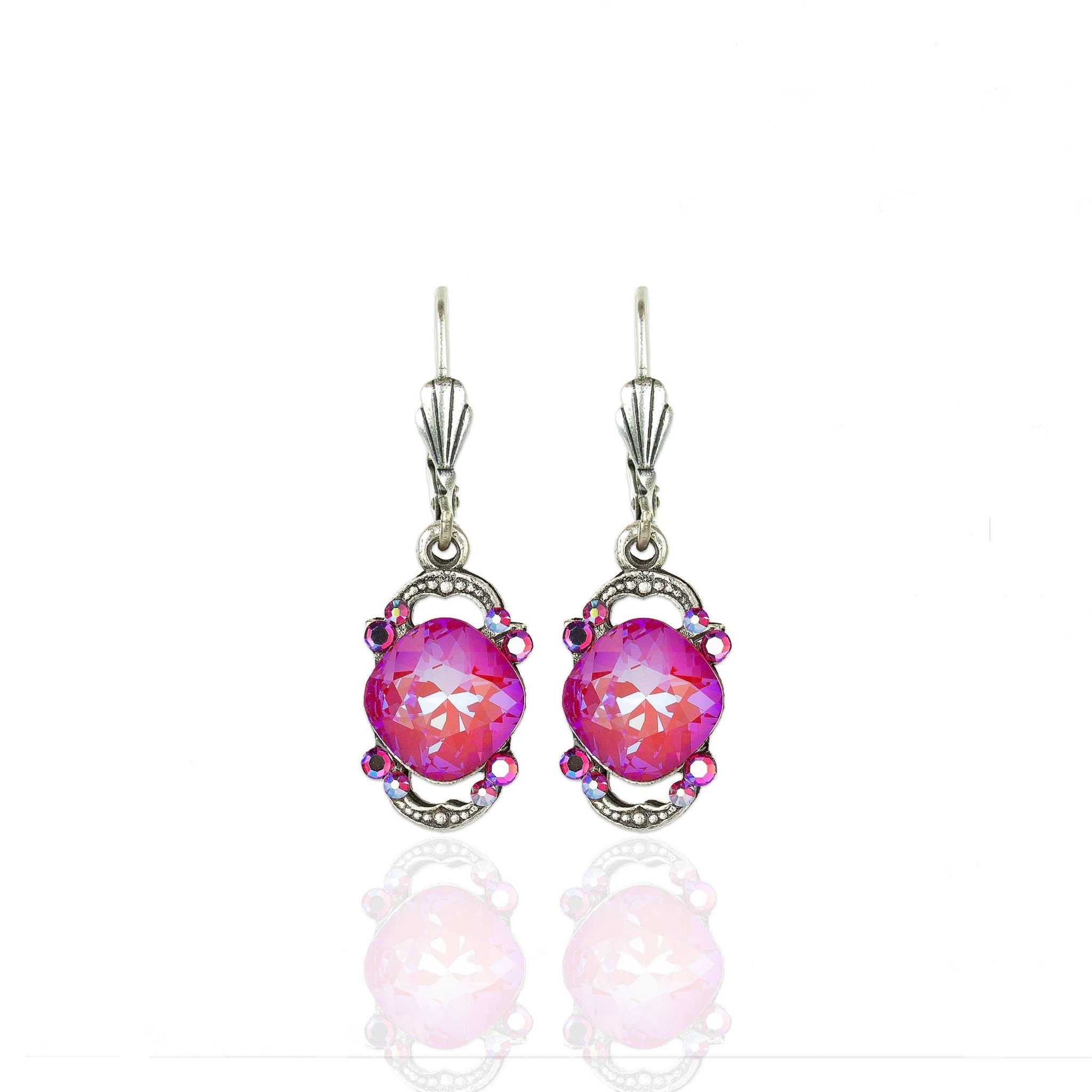 Eva Crystal Earrings: Royal Red DeLite / Leverback - Anne Koplik Designs, Inc. - 555578 - Sugar River Shoppe - 