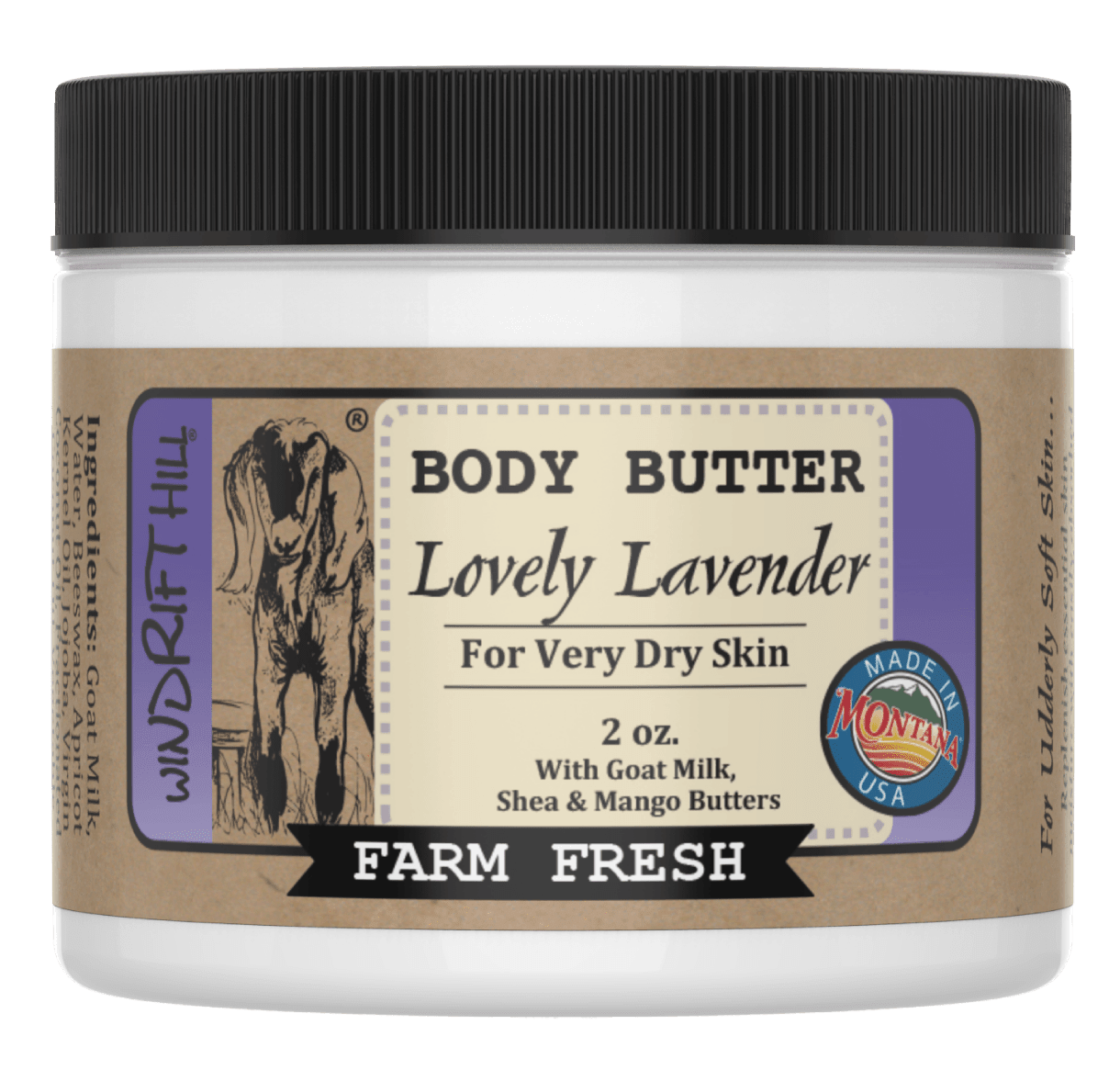 Goat Milk Body Butter | Nourishing Moisturizer for Dry Skin | Natural Skincare - Windrift Hill Goat Milk Skincare - 804551436505 - Sugar River Shoppe - 