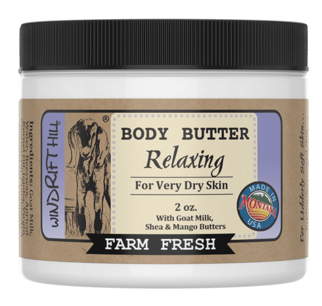Goat Milk Body Butter | Nourishing Moisturizer for Dry Skin | Natural Skincare - Windrift Hill Goat Milk Skincare - 804551436536 - Sugar River Shoppe - 
