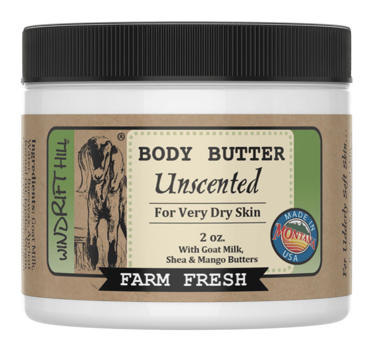 Goat Milk Body Butter | Nourishing Moisturizer for Dry Skin | Natural Skincare - Windrift Hill Goat Milk Skincare - 804551436543 - Sugar River Shoppe - 