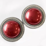 Pearl Ruby Red Low Dome Magnet Button Pin Set - Sugar River Shoppe