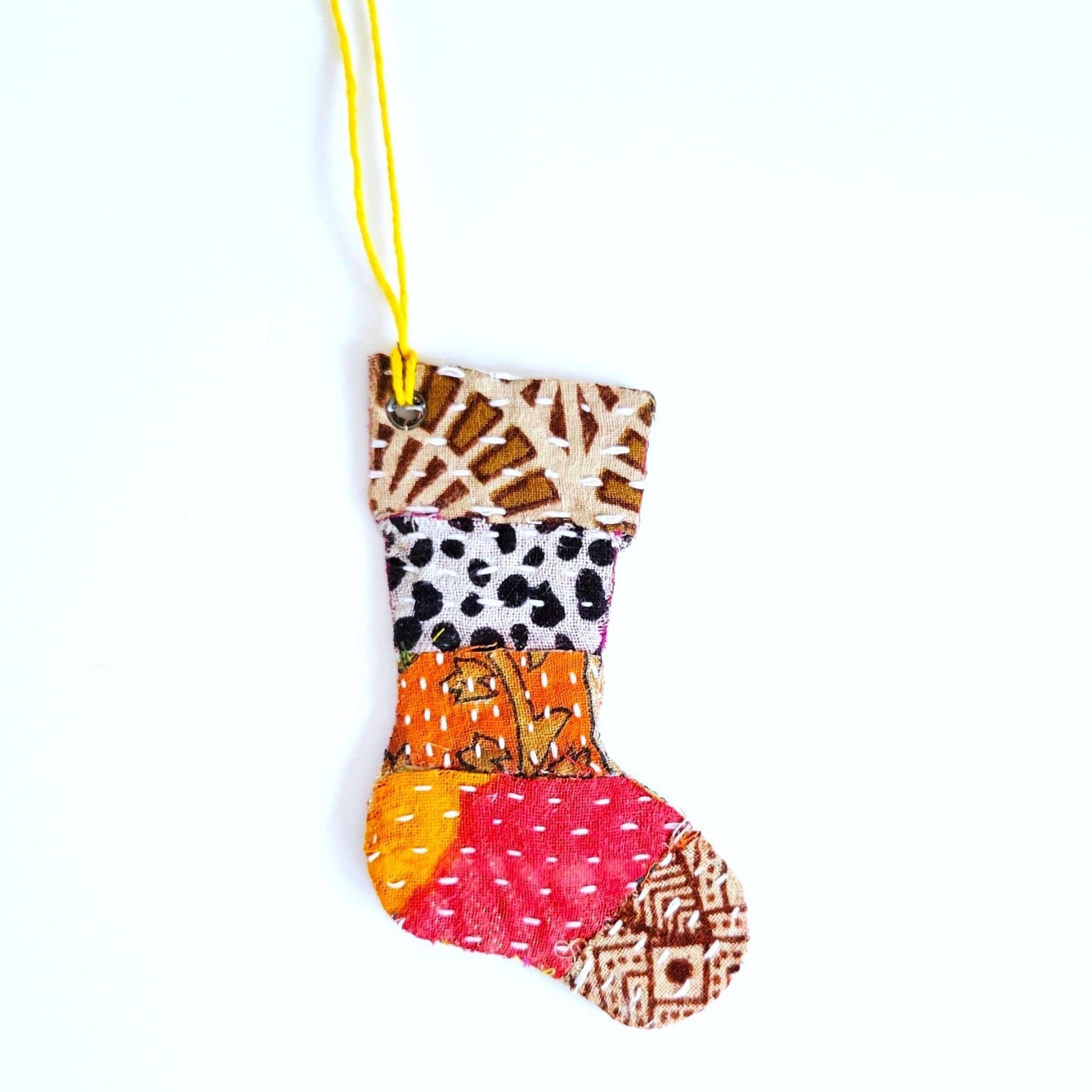 Recycled Sari Stocking Ornament - Eclectic Woodchuck - 111111112107 - Sugar River Shoppe - 