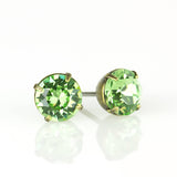Simple Crystal Stud Earring - Brass - 6mm: Peridot - Anne Koplik Designs, Inc. - 555583 - Sugar River Shoppe - 