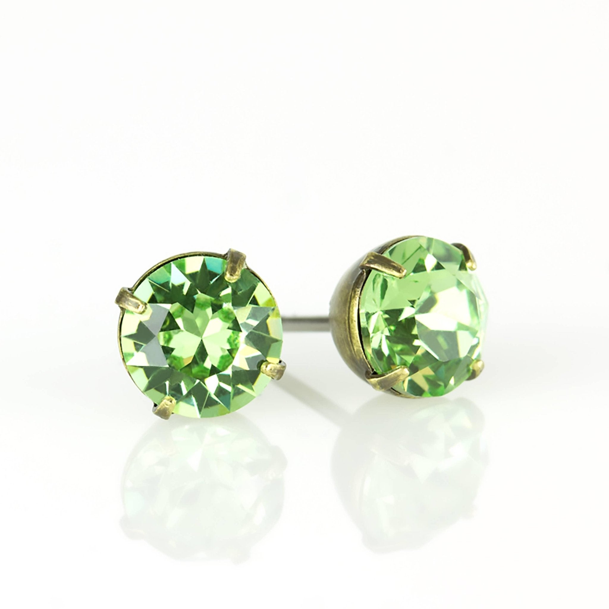 Simple Crystal Stud Earring - Brass - 6mm: Peridot - Anne Koplik Designs, Inc. - 555583 - Sugar River Shoppe - 