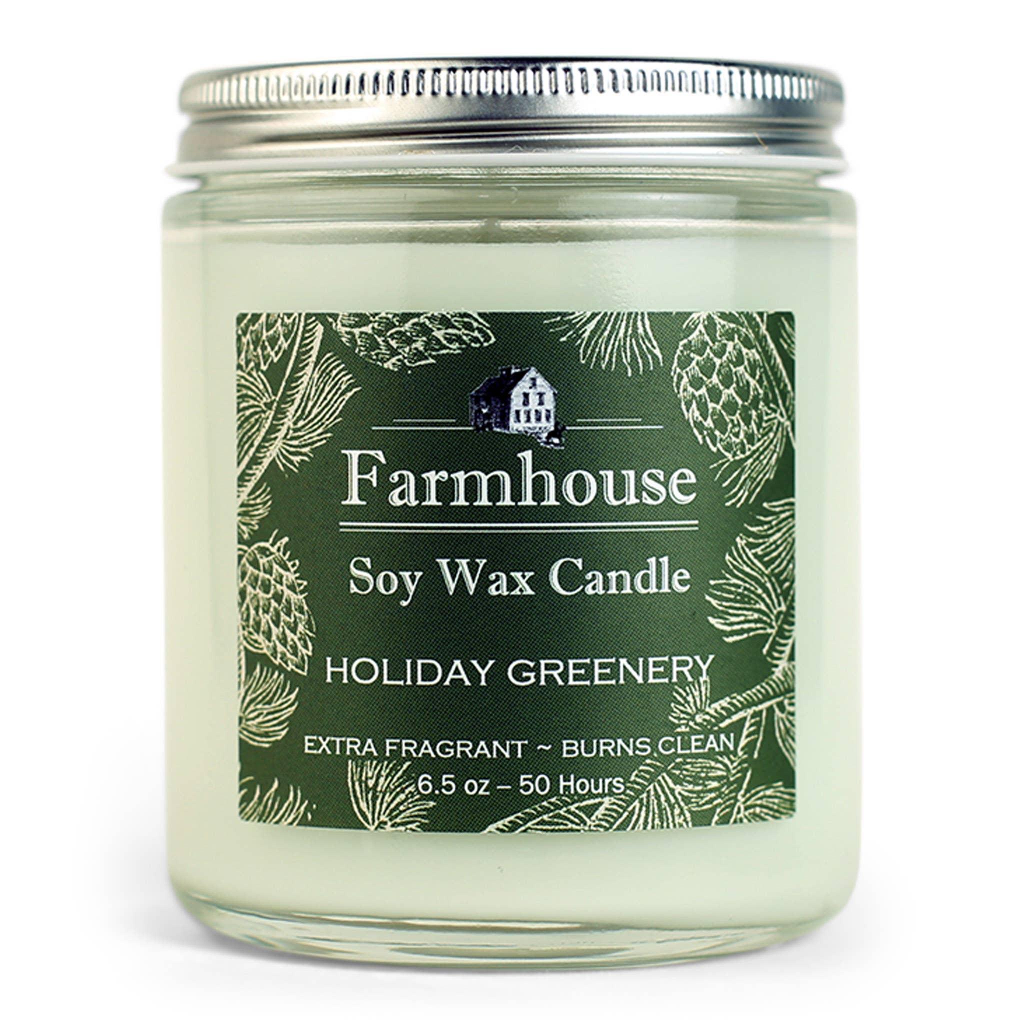Farmhouse Small Soy Candles: Holiday Greenery - Sugar River Shoppe