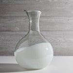 Handblown Glass Carafe - White Base - Sugar River Shoppe
